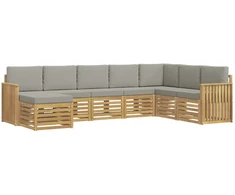 Lauko sofos komplektas 8 pcs Balta ir šviesiai pilka