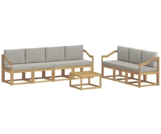 Lauko sofos komplektas 8 pcs Balta ir šviesiai pilka