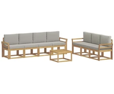 Lauko sofos komplektas 8 pcs Balta ir šviesiai pilka