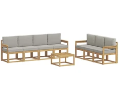 Lauko sofos komplektas 8 pcs Balta ir šviesiai pilka