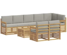 Lauko sofos komplektas 8 pcs Balta ir šviesiai pilka