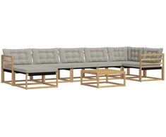 Lauko sofos komplektas 8 pcs Balta ir šviesiai pilka