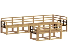 Lauko sofos komplektas 8 pcs Balta Kietos akacijos mediena