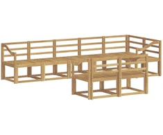 Lauko sofos komplektas 8 pcs Balta Kietos akacijos mediena