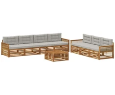 Lauko sofos komplektas 8 pcs Natūrali ir šviesiai pilka
