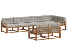 Lauko sofos komplektas 8 pcs Natūrali ir šviesiai pilka