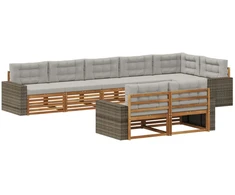 Lauko sofos komplektas 8 pcs Natūrali ir šviesiai pilka