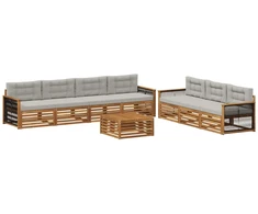 Lauko sofos komplektas 8 pcs Natūrali ir šviesiai pilka