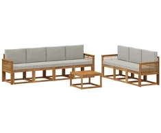Lauko sofos komplektas 8 pcs Natūrali ir šviesiai pilka