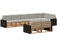 Lauko sofos komplektas 8 pcs Natūrali ir šviesiai pilka