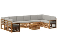 Lauko sofos komplektas 8 pcs Natūrali ir šviesiai pilka