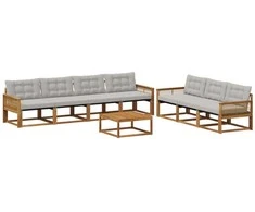 Lauko sofos komplektas 8 pcs Natūrali ir šviesiai pilka