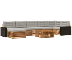 Lauko sofos komplektas 8 pcs Natūrali ir šviesiai pilka