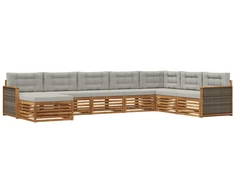 Lauko sofos komplektas 8 pcs Natūrali ir šviesiai pilka