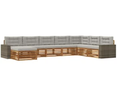 Lauko sofos komplektas 8 pcs Natūrali ir šviesiai pilka