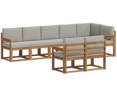 Lauko sofos komplektas 8 pcs Natūrali ir šviesiai pilka