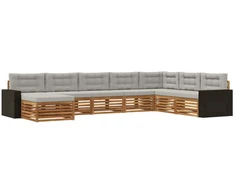 Lauko sofos komplektas 8 pcs Natūrali ir šviesiai pilka