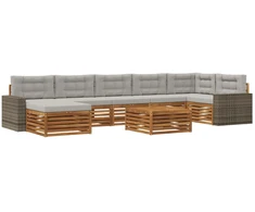 Lauko sofos komplektas 8 pcs Natūrali ir šviesiai pilka