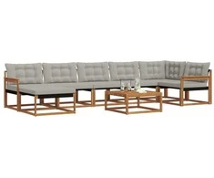 Lauko sofos komplektas 8 pcs Natūrali ir šviesiai pilka