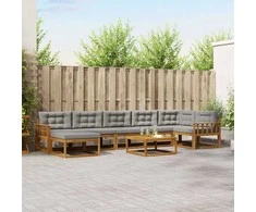Lauko sofos komplektas 8 pcs Natūrali ir šviesiai pilka