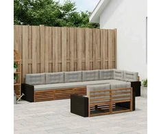 Lauko sofos komplektas 8 pcs Natūrali ir šviesiai pilka