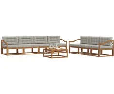 Lauko sofos komplektas 8 pcs Natūrali ir šviesiai pilka