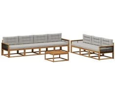 Lauko sofos komplektas 8 pcs Natūrali ir Šviesiai pilka