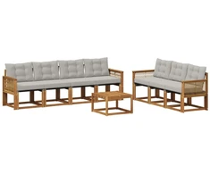 Lauko sofos komplektas 8 pcs Natūrali ir šviesiai pilka