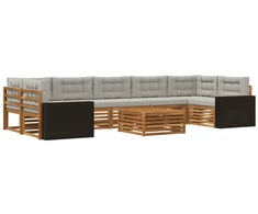 Lauko sofos komplektas 8 pcs Natūrali ir šviesiai pilka