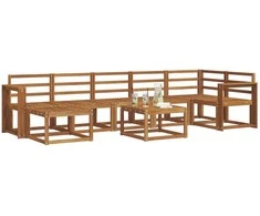 Lauko sofos komplektas 8 pcs Natūrali Kietos akacijos mediena
