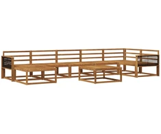 Lauko sofos komplektas 8 pcs Natūrali Kietos akacijos mediena