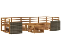 Lauko sofos komplektas 8 pcs Natūrali Kietos akacijos mediena