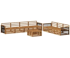 Lauko sofos komplektas 8 pcs Natūrali Kietos akacijos mediena