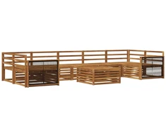 Lauko sofos komplektas 8 pcs Natūrali Kietos akacijos mediena