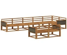 Lauko sofos komplektas 8 pcs Natūrali Kietos akacijos mediena