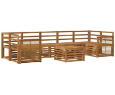 Lauko sofos komplektas 8 pcs Natūrali Kietos akacijos mediena