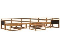 Lauko sofos komplektas 8 pcs Natūrali Kietos akacijos mediena