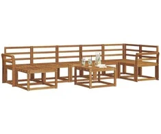 Lauko sofos komplektas 8 pcs Natūrali Kietos akacijos mediena
