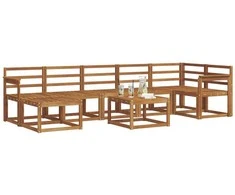 Lauko sofos komplektas 8 pcs Natūrali Kietos akacijos mediena