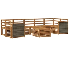 Lauko sofos komplektas 8 pcs Natūrali Kietos akacijos mediena