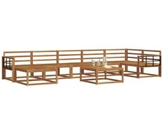 Lauko sofos komplektas 8 pcs Natūrali Kietos akacijos mediena