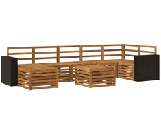 Lauko sofos komplektas 8 pcs Natūrali Kietos akacijos mediena