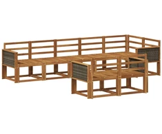 Lauko sofos komplektas 8 pcs Natūrali Kietos akacijos mediena