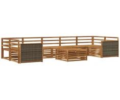 Lauko sofos komplektas 8 pcs Natūrali Kietos akacijos mediena