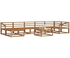 Lauko sofos komplektas 8 pcs Natūrali Kietos akacijos mediena