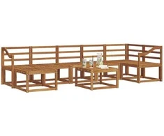 Lauko sofos komplektas 8 pcs Natūrali Kietos akacijos mediena