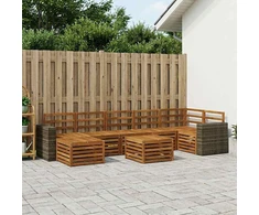 Lauko sofos komplektas 8 pcs Natūrali Kietos akacijos mediena
