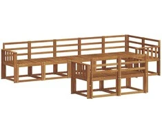 Lauko baldų komplektas Lauko sofos komplektas 8 pcs Natūrali Kietos akacijos mediena