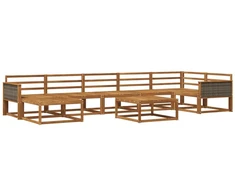Lauko sofos komplektas 8 pcs Natūrali Kietos akacijos mediena