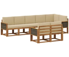 Lauko sofos komplektas 8 pcs Natūralus ir bežinis Poliesteris